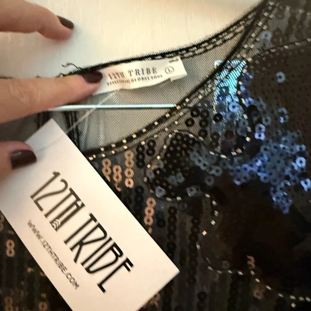 12th Tribe Amber Nights Black Beaded Mini Dress - Picture 4 of 4